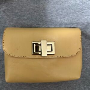Rowallan of Scotland Mini Leather Clutch in Yellow with Gold Accent